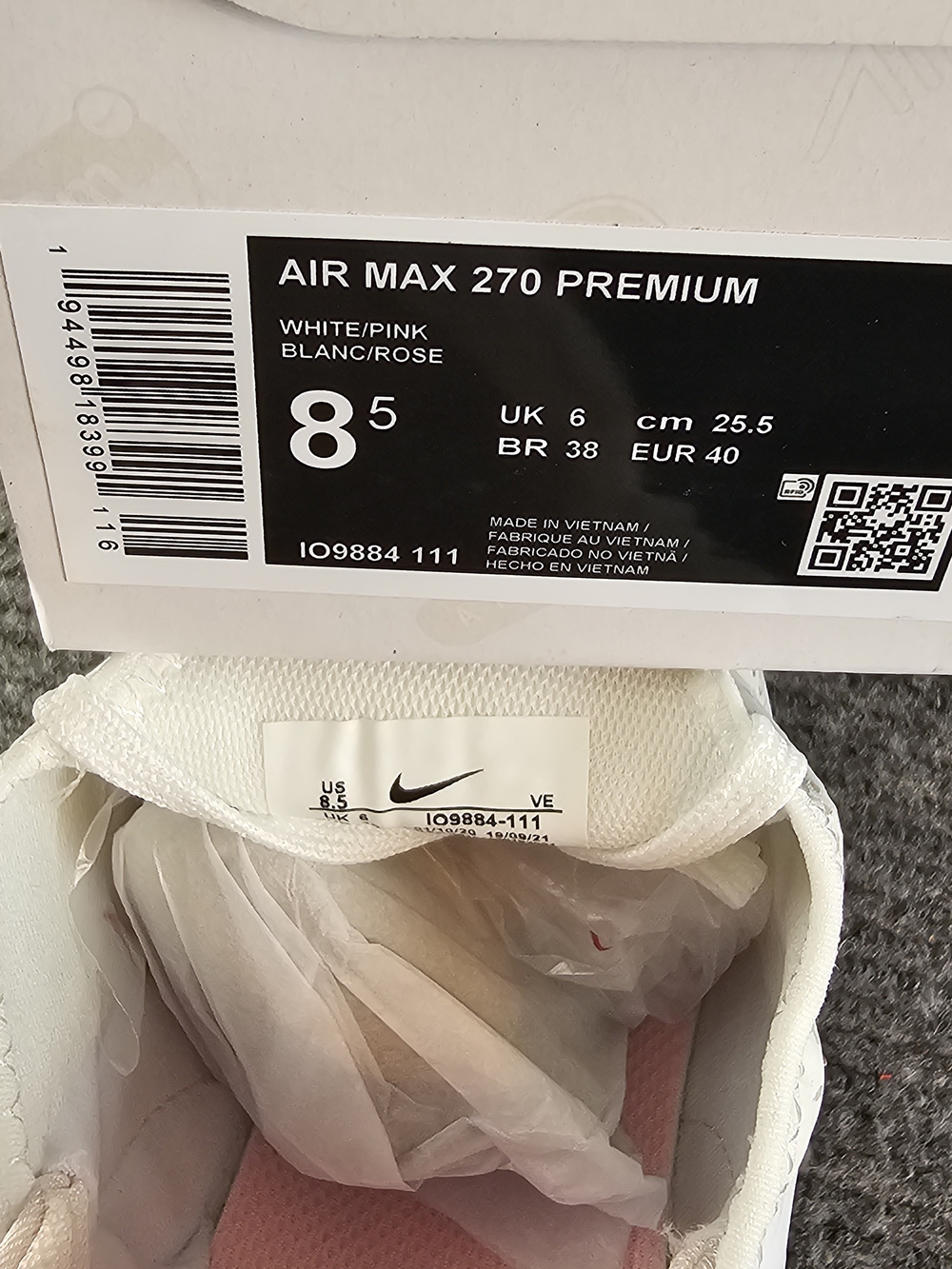 Nike Air Max 270 Women’s Sneakers - White & Pink - Picture 14 of 15